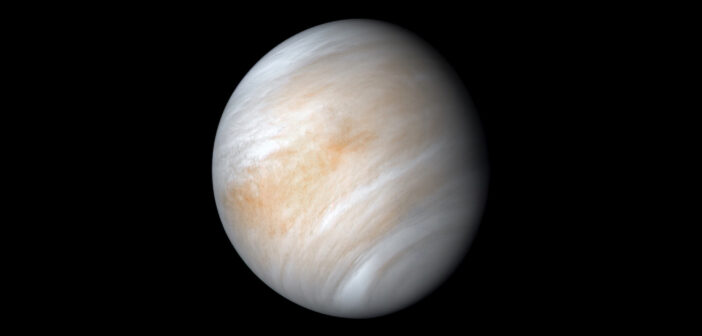 image of Venus featuring swirling clouds