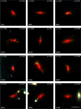 Three-color infrared images of the 12 elongated galaxies in the sample