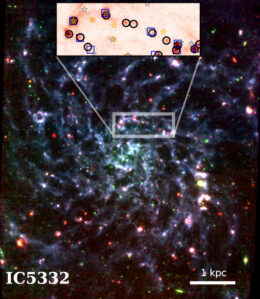 Infrared image of the galaxy IC 5332 showing newly discovered compact sources