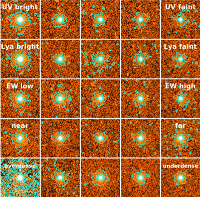 Stacked Lyman-alpha images of galaxies in the authors' sample