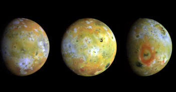 three views of Jupiter's moon Io