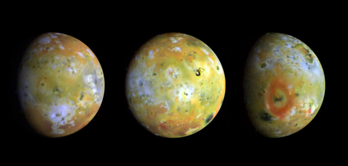 three views of Jupiter's moon Io