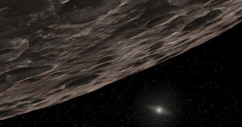 artist's impression of a rocky object in the outer solar system