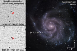 Discovery images and location of the newfound supernova in its home galaxy