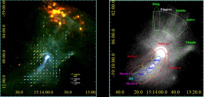 two images of the pulsar wind nebula named the Cosmic Hand