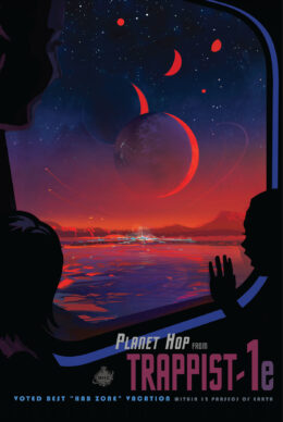 NASA travel poster depicting the TRAPPIST-1 system