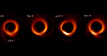 Four images of black holes in a line