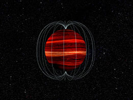 illustration of a brown dwarf and its magnetic field