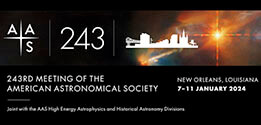 Banner advertising the 243rd meeting of the American Astronomical Society in New Orleans, LA
