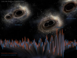 Illustration of the first black hole merger detected by LIGO