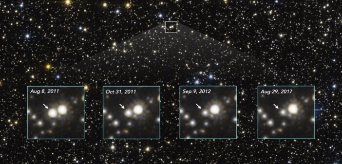image showing the change in brightness of a star that is microlensed by a black hole