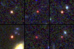 Images of six "little red dot" galaxies from JWST