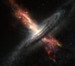 Artist's impression of a supermassive black hole in a galaxy