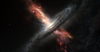 Artist's impression of a supermassive black hole in a galaxy