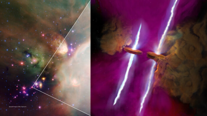 JWST image of the rho Ophiuchi molecular cloud complex and an illustration of the WL20 star system