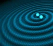 illustration of two neutron stars spiraling toward each other
