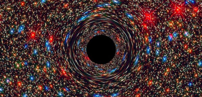 illustration of a black hole in a galaxy