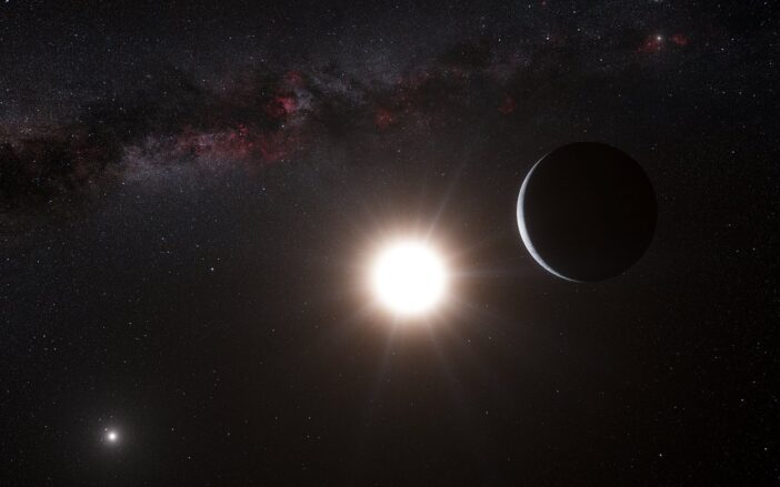 Artist's impression of an exoplanet orbiting its host star
