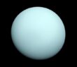 A photograph of a featureless blue sphere.