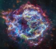 Cas A supernova remnant as seen by JWST, revealing the structure known as the Green Monster