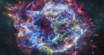 Cas A supernova remnant as seen by JWST, revealing the structure known as the Green Monster