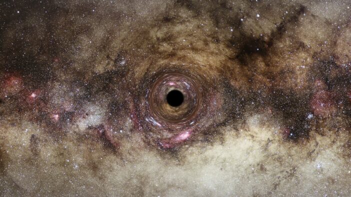 illustration of a black hole floating through space