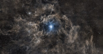 Polaris, the North Star, with the integrated flux nebula of the Milky Way