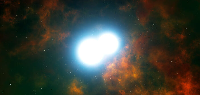 illustration of white dwarfs approaching a merger