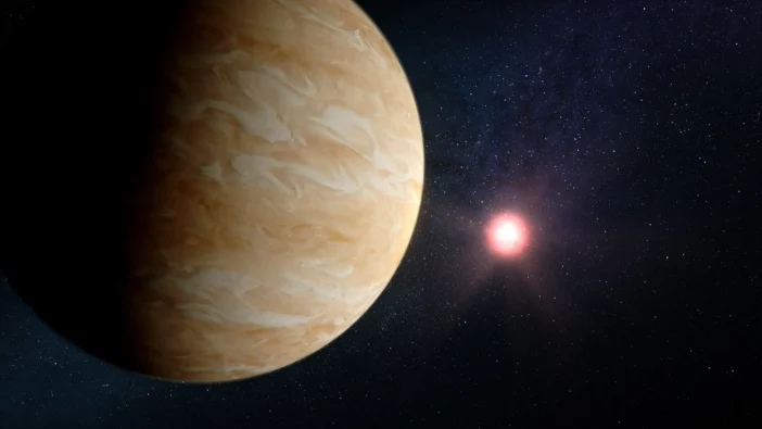 Illustration of a sub-Neptune exoplanet and its host star