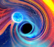 Artistic representation of the merger of a neutron star and a black hole