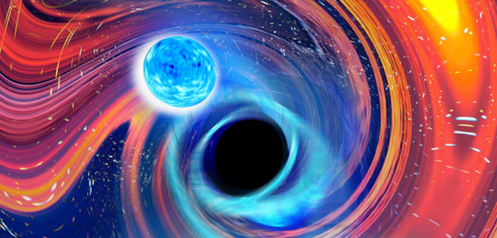 Artistic representation of the merger of a neutron star and a black hole
