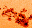 closeup of a solar active region