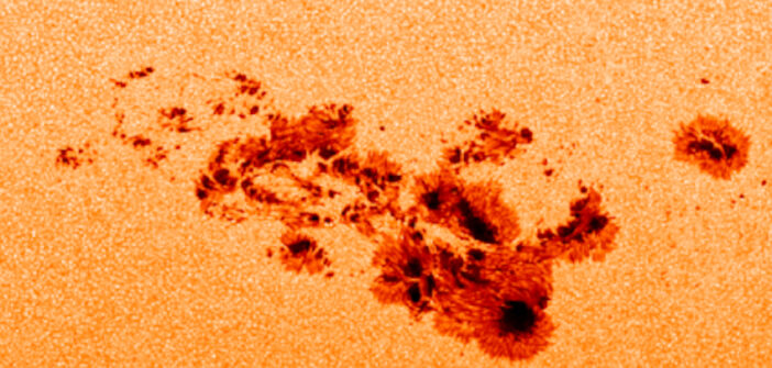 closeup of a solar active region