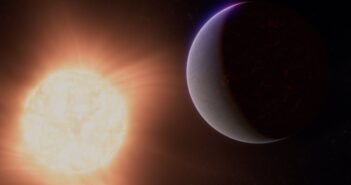 An artist's impression of a planet beside a sun-like star.