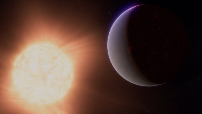 An artist's impression of a planet beside a sun-like star.