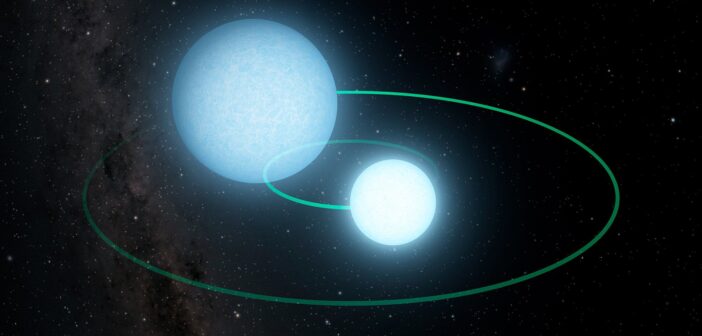 Illustration of a binary system containing two white dwarfs