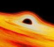 Illustration of a supermassive black hole enveloped in gas