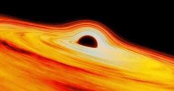 Illustration of a supermassive black hole enveloped in gas