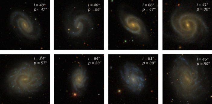 eight images of spiral galaxies