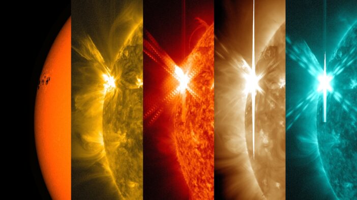 Images of a solar flare at different wavelengths