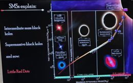 Diagram showing accretion rate versus maximum mass for stars and black holes, highlighting supermassive stars and Little Red Dots as possible precursors to massive black holes formed through rapid accretion and gravitational instability.