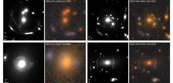 Hubble and DESI images of four gravitationally lensed sources