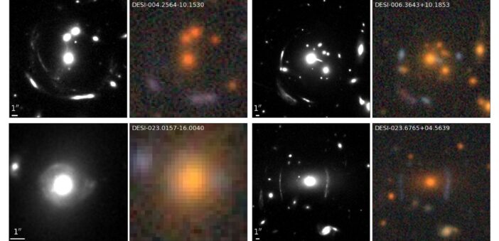 Hubble and DESI images of four gravitationally lensed sources
