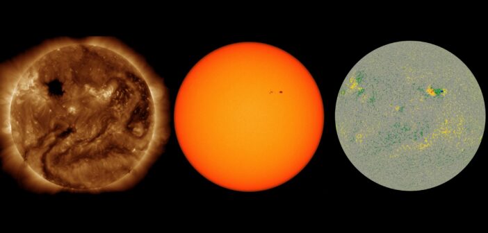 three images of the Sun