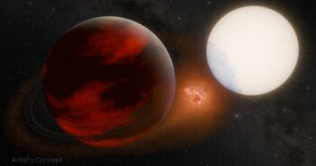 illustration of an exoplanet and exomoon around a star