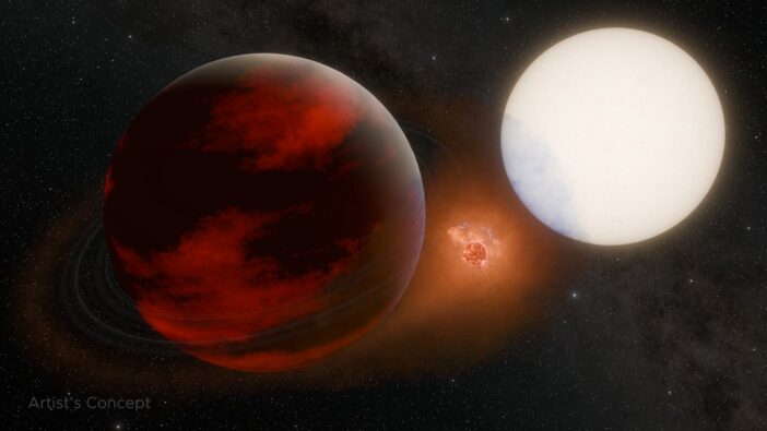 illustration of an exoplanet and exomoon around a star