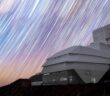 Rubin Observatory with star trails