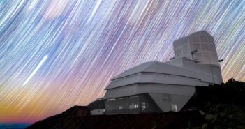 Rubin Observatory with star trails