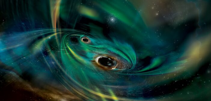 Illustration of merging black holes
