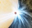 An illustration of an exoplanet about to be engulfed by its host star